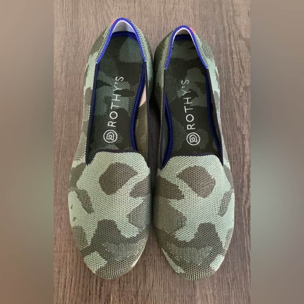 Rothy's Green Camouflage The Loafers Flats Size 10